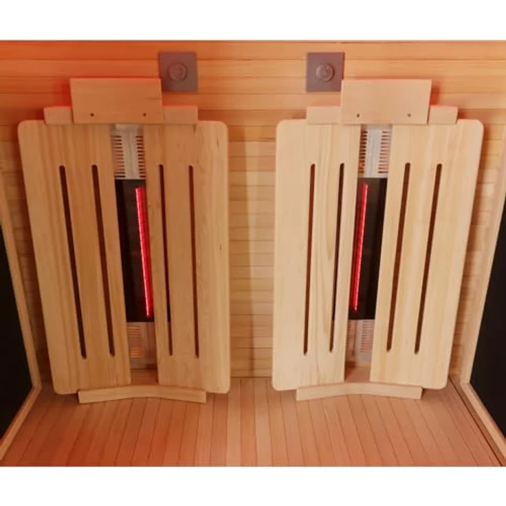Dewello Infrarotkabine SALTCOATS 135 Wärmekabine, bis zu 2 Personen, BxTxH: 135 x 105 x 190 cm, mit Farblichttherapie, Ionisator, Natursalzstein, Multimedia (USB & Bluetooth) - Hemlock Holz, leichter Aufbau – Bild 6