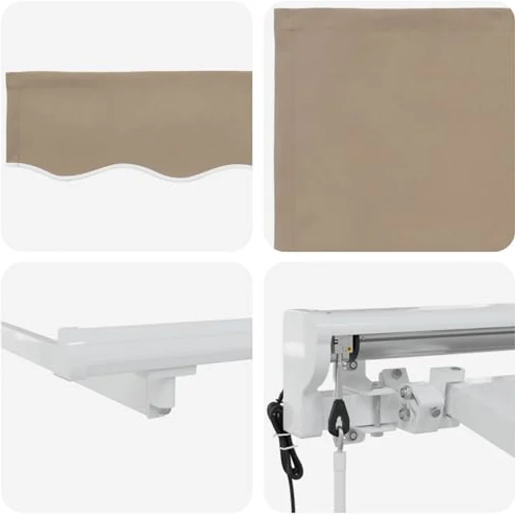 vidaXL Elektrische ausziehbare Markise Beige 5 x 3 m, wetterfest mit Fernbedienung und Halbkassetten-Design – Bild 6