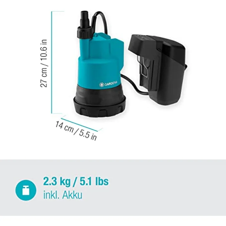 Gardena Battery-powered Submersible Pump 2000-2 18V P4A for Clean Water Without Battery and Charger – Bild 9