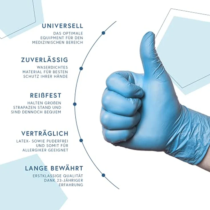 Dr. Berger – 100x medizinische Einweg-Handschuhe aus Nitril – Latex-und puderfrei für einwandfreie Hautverträglichkeit – Einsetzbar in Chemie-, Lebensmittel- & Reinigungsindustrie – Bild 2