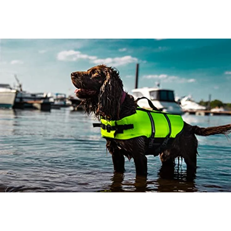 Nobby Hunde Schwimmhilfe, 45 cm hohe Hundeschwimmweste mit reflektierenden Streifen und verstellbaren Klickverschlüssen, orange – Bild 3