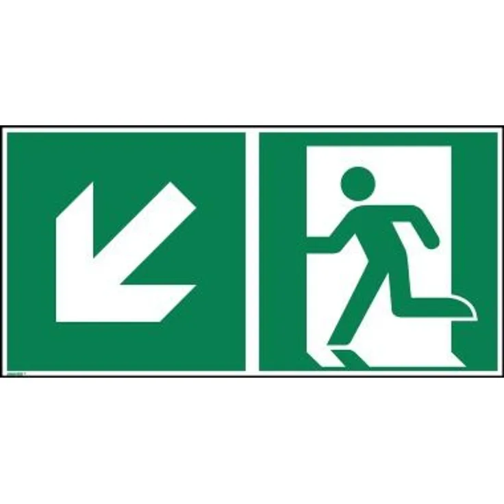 Hinweisschild Rettungsweg links abwärts ISO 7010 300x150mm PVC (195052000)