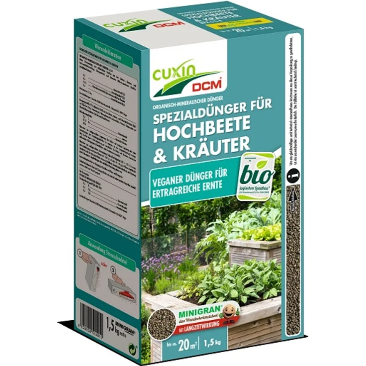 Cuxin DCM Spezialdünger Hochbeet Hochbeetdünger Kräuterdünger 1,5kg Vegan Dünger