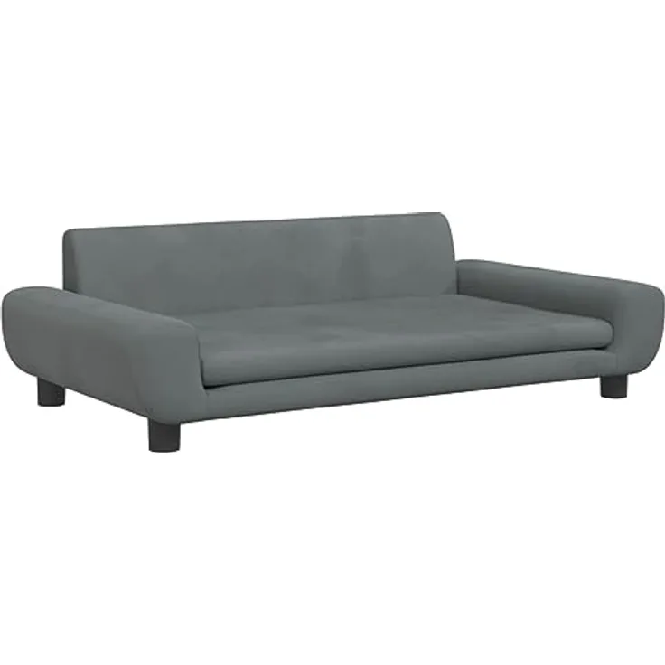 vidaXL Hundebett, Hundekissen mit weicher Polsterung, Hundesofa Hundecouch für kleine Hunde Haustiere, Haustierbett Katzenbett, Dunkelgrau Samt