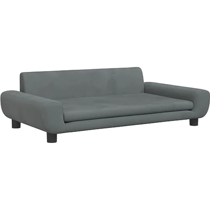 vidaXL Hundebett, Hundekissen mit weicher Polsterung, Hundesofa Hundecouch für kleine Hunde Haustiere, Haustierbett Katzenbett, Dunkelgrau Samt – Bild 1