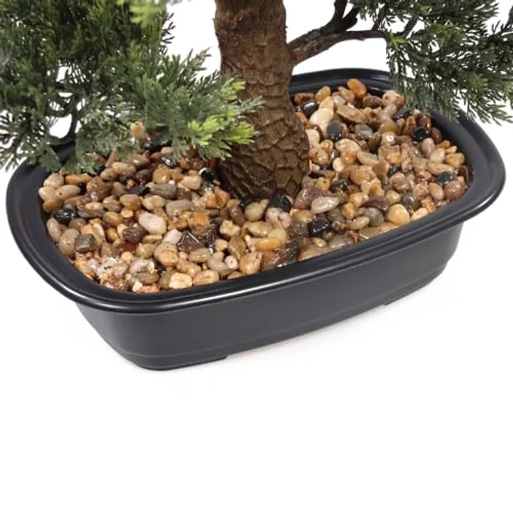 hjh OFFICE Kunstpflanze Bonsai künstliche Deko Pflanze, pflegeleichter Kunstbaum, Höhe 44 cm, Kiefer, Grün 871050 – Bild 3