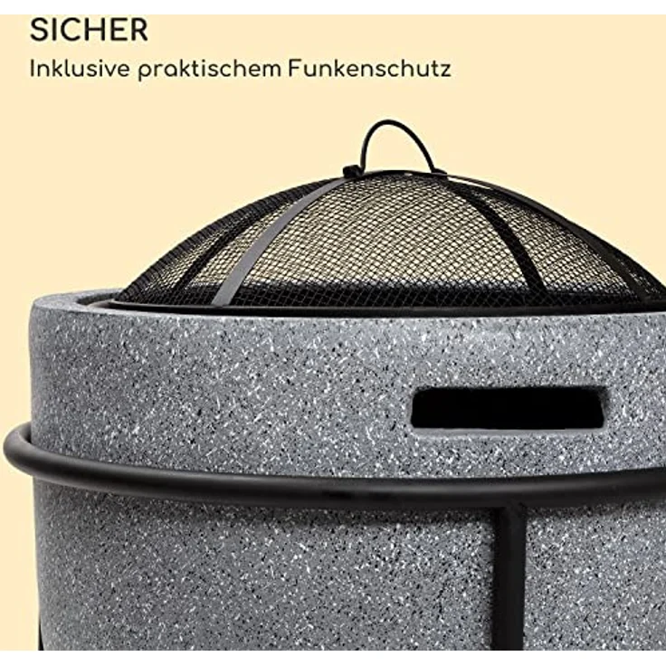 Blumfeldt Feuerschale, Tragbare Feuerstelle Outdoor mit Grillrost & Holzlagerfach, Sichere Stahlschale, 52 x 46 x 52 cm – Bild 4