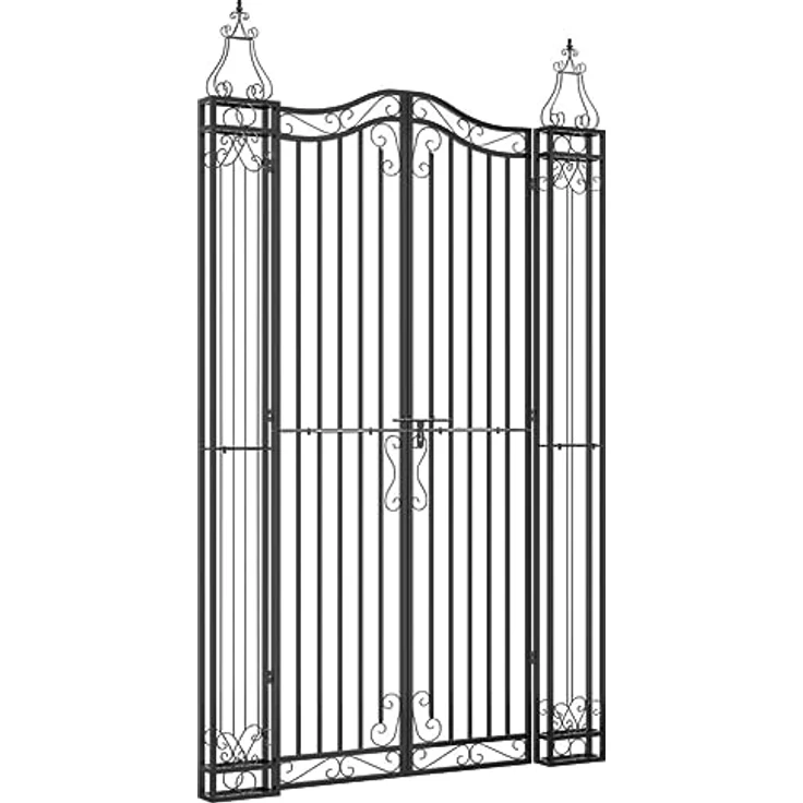 vidaXL Gartentor Schwarz 121x8x200 cm Schmiedeeisen Abschließbar Zauntor, Pulverbeschichtet – Bild 3