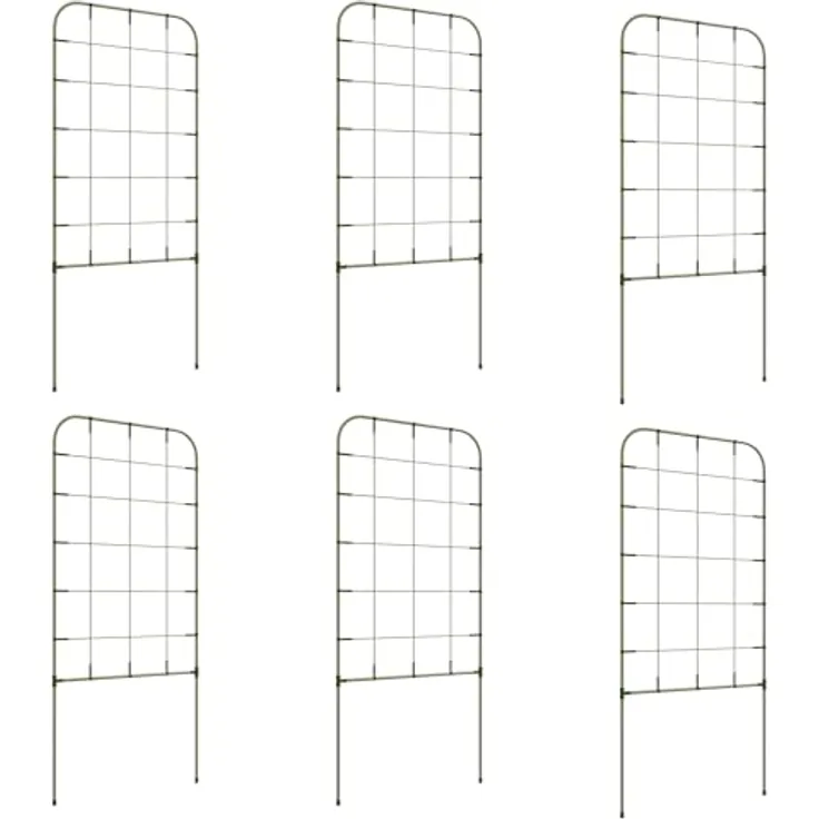 Outsunny 6er-Set Rankhilfe, Pflanzenhalter, Rankgitter, Gartenpflanze Stützstangen, Gartenspaliere für Kletterpflanzen, Balkon, Stahl, Grün, 40 x 90 cm