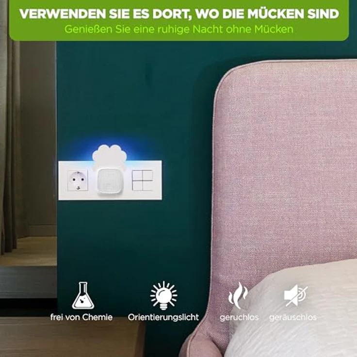 ISOTRONIC Mückenschutz Mückenstecker Gelsenstecker | Anti Mücken Insektenfalle Plug-In mit UV-Licht und Nachtlicht | Effektiv gegen Stechmücken, Motten, Fliegen und Fruchtfliegen | 4 Stück – Bild 5