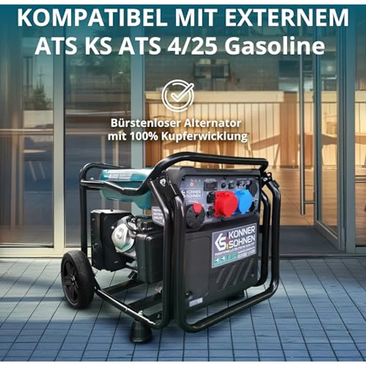 Könner & Söhnen Inverter-Stromerzeuger KS 8100iE 1/3 ATSR, max. Leistung 8,5 kW, einphasig und dreiphasig, mit ATS-Anschluss, elektrisch startend – Bild 7