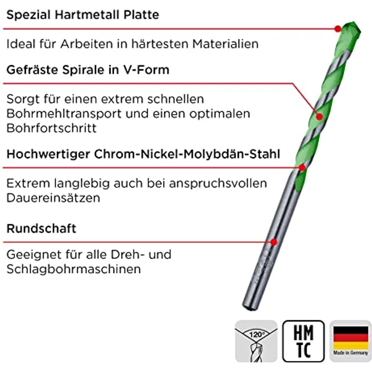 KWB 052720 Hartmetall Granitbohrer 12mm Gesamtlänge 150mm Zylinderschaft 1St. - Preisvergleich – Bild 2
