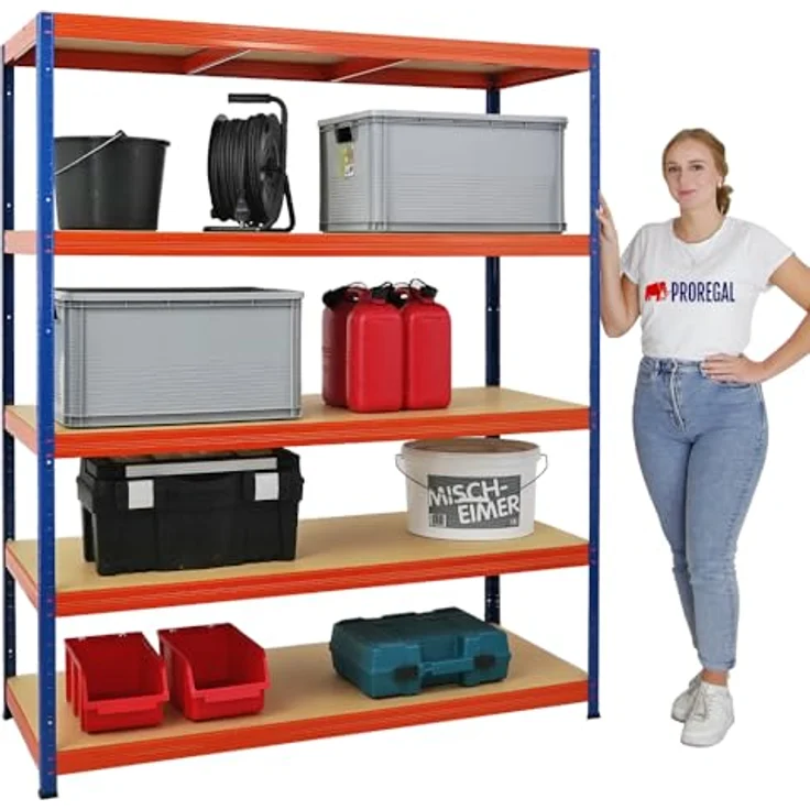 PROREGAL Schwerlastregal Giant Elephant | HxBxT 180x150x60cm | Fachlast 200kg | Blau-Orange – Bild 3