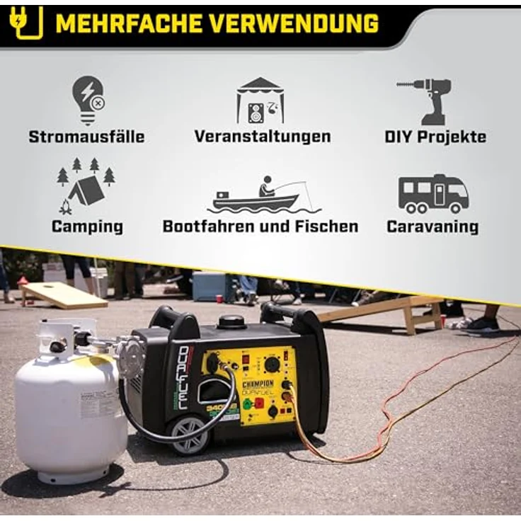 Champion Power Equipment Dual Fuel Inverter 3500W Benzin 3150W Gas Stromerzeuger mit E-Start 230V EU – Bild 2