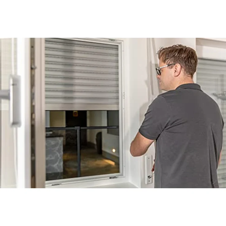 SCHELLENBERG Insektenschutz-Fensterrahmen Schiebefenster, Fiberglasgewebe, ohne bohren, individuell anpassbar, anthrazit – Bild 6