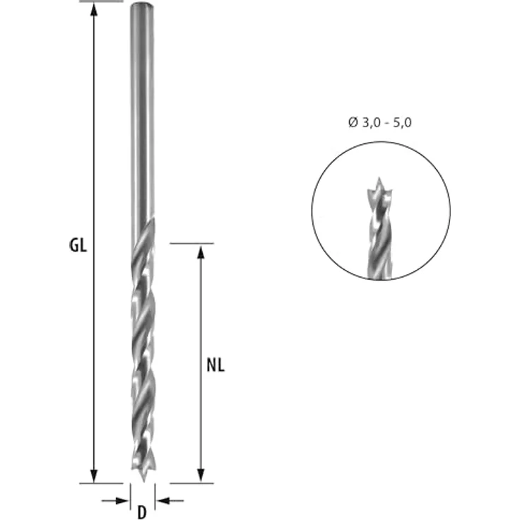 Ent European Norm Tools - ENT 50035 HSS-G Holzspiralbohrer 3,5 mm in der 5er Packung geschliffener HSS Holzbohrer mit Vorschneider – Bild 3