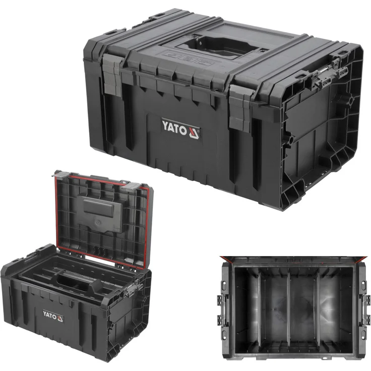 TRIZERATOP Werkzeugkoffer Systemkoffer, Werkzeugkoffer 24x45x32 cm - mit Spritzwasserschutz, modular für Profis und Heimwerker, schwarz