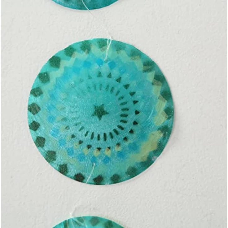 BOLTZE GRUPPE GmbH Capiz Decorative Garland Mobile Shell Wind Chime Muschelgirlande Dekoperlmutt 2 Designs Price/Blue/Green – Bild 2