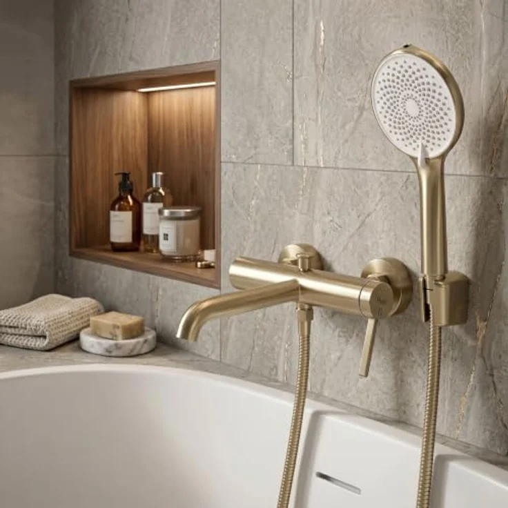 wohnwerk.idee Wannenarmatur Badewanne, Handbrause Set in Titan, Schwarz und Chrom Matt, moderne Gestaltung mit langlebiger Keramikkartusche – Bild 7