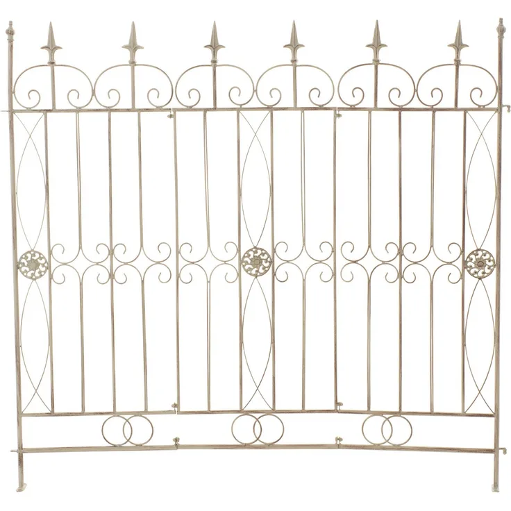 CLP Rankhilfe Mangold, flexibler Gartenzaun aus Eisen, 124 cm breit, rustikaler Zaun mit liebevollen Verzierungen