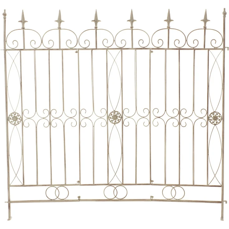 CLP Rankhilfe Mangold, flexibler Gartenzaun aus Eisen, 124 cm breit, rustikaler Zaun mit liebevollen Verzierungen