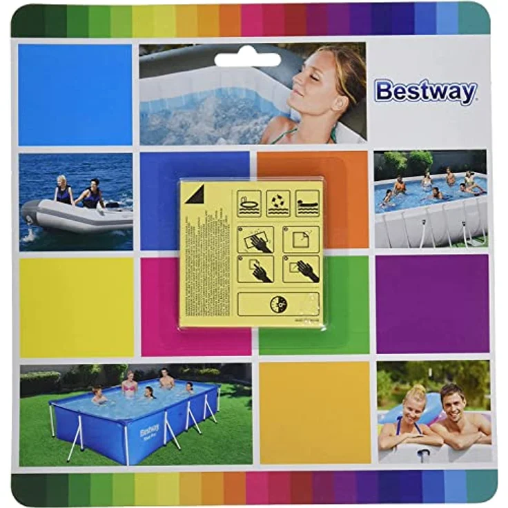 Bestway Wasserfeste Selbstklebende Reparaturflicken, 6,5 x 6,5 cm, 20 Stück, Blau für Pools und Luftmatratzen – Bild 2