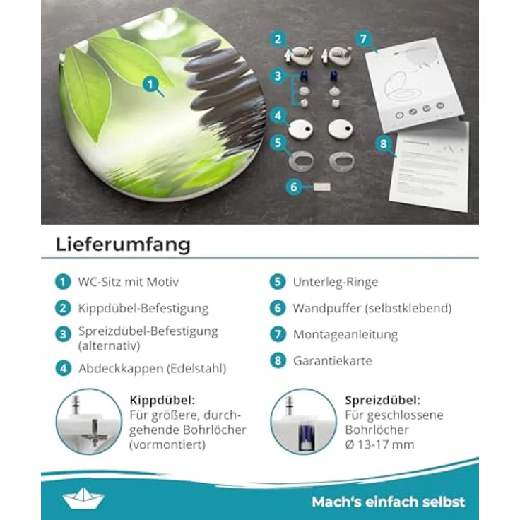 Calmwaters WC Sitz Oase 26LP6215, Duroplast mit Absenkautomatik, antibakteriell und abnehmbar – Bild 8