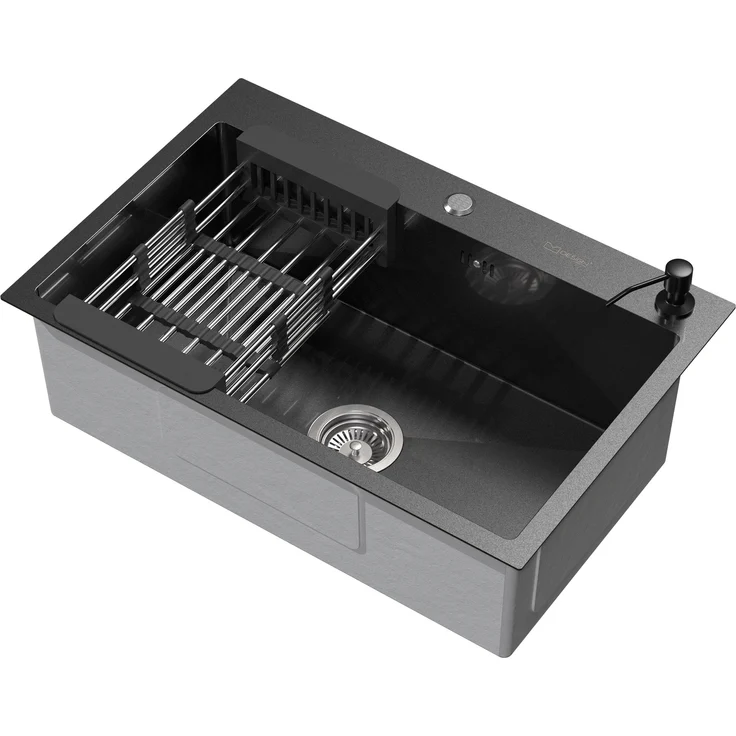 ML-Design Küchenspüle mit Ablaufgarnitur und Seifenspender, aus Edelstahl, Anthrazit