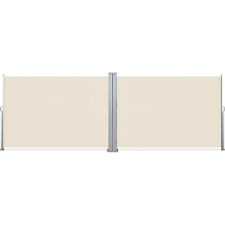 SVITA Doppelseitenmarkise ausziehbar freistehend Sichtschutz 600x200 cm Beige - Hochwertiger UV-Schutz, wasserabweisend, freistehend und blickdicht – Bild 5
