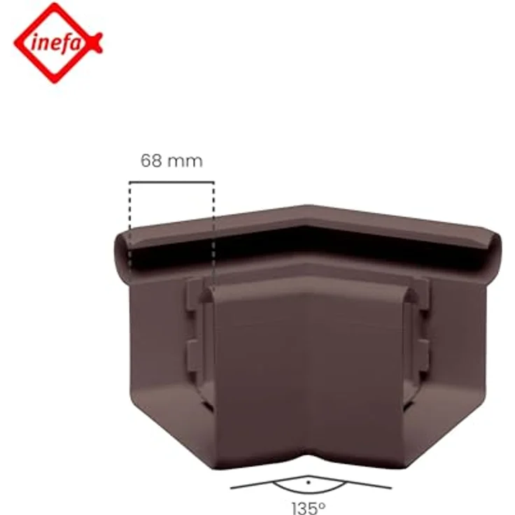 INEFA Rinnenwinkel 135 Grad Außeneck NW 68, Kastenrinne aus PVC, witterungsbeständig, dunkelbraun – Bild 2