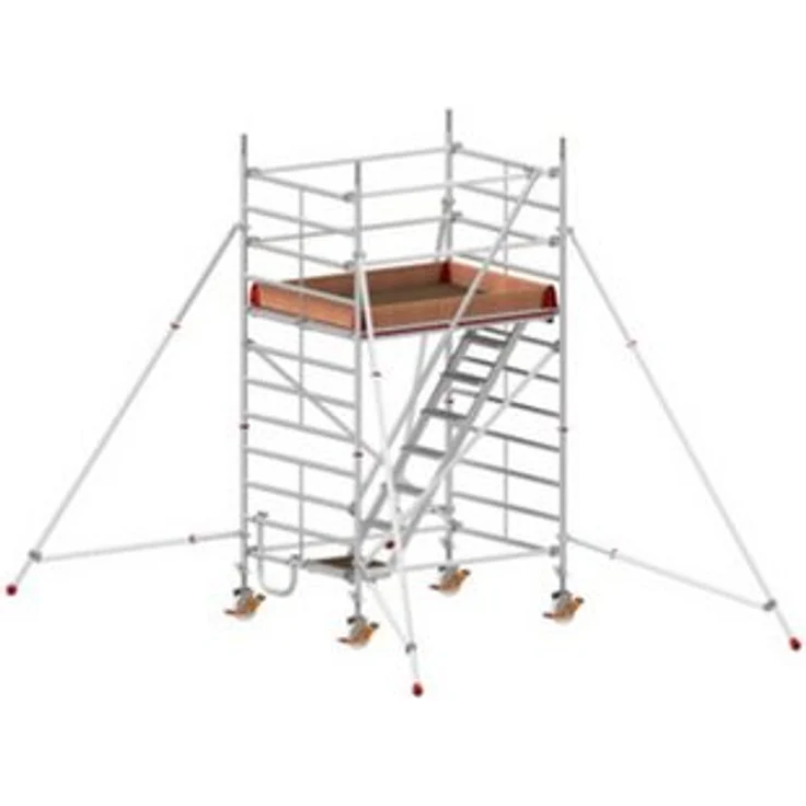 Hymer Treppen-Fahrgerüst mit Ausleger, 1,90x1,50m, Reichhöhe 4,4m, hohe Stabilität und rutschsicherer Belag