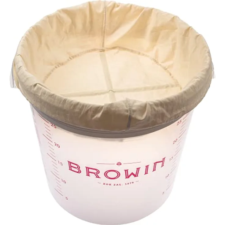 Browin 810 601 Filtrationsbeutel mit verstärktem Boden, mehrfach verwendbarer, natürlicher, Baumwollsack einem Boden, der mit Stäben verstärkt ist, für die Filtration von Likören - 10 L - robust