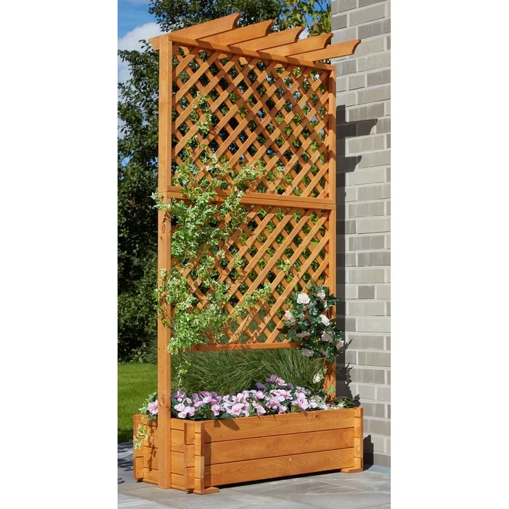 Promadino Spalier, Pergola mit Pflanzkasten, BxTxH: 102x65x200 cm, wetterfest imprägniertes Kiefernholz