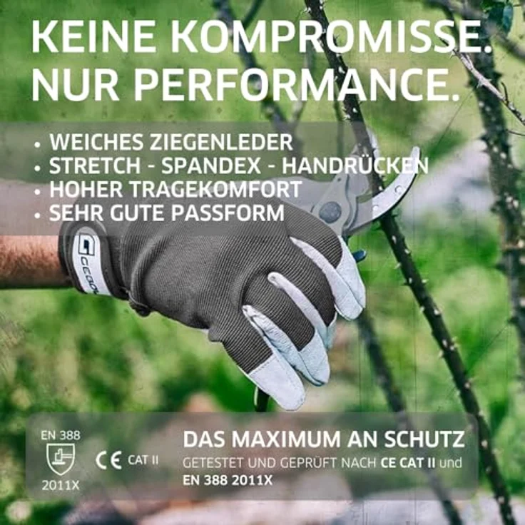 Gebol Uni Fit Comfort, 3 Paar Arbeitshandschuhe aus hochwertigem Leder, elastischer Bund & Klettverschluss, Sicherheitshandschuhe Gr. L/9, Weiß/Grau – Bild 3