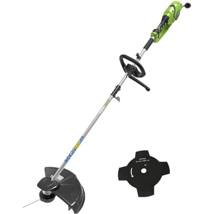 Greenworks Elektro-Rasentrimmer 2in1 GST1246 (AC Electric 230V 1200W Motorleistung 40cm Schnittbreite 2mm Faden-Messer 5500 U-min verstellbarer Zusatzgriff halbautomatischer Bodenvorschubkopf) – Bild 2
