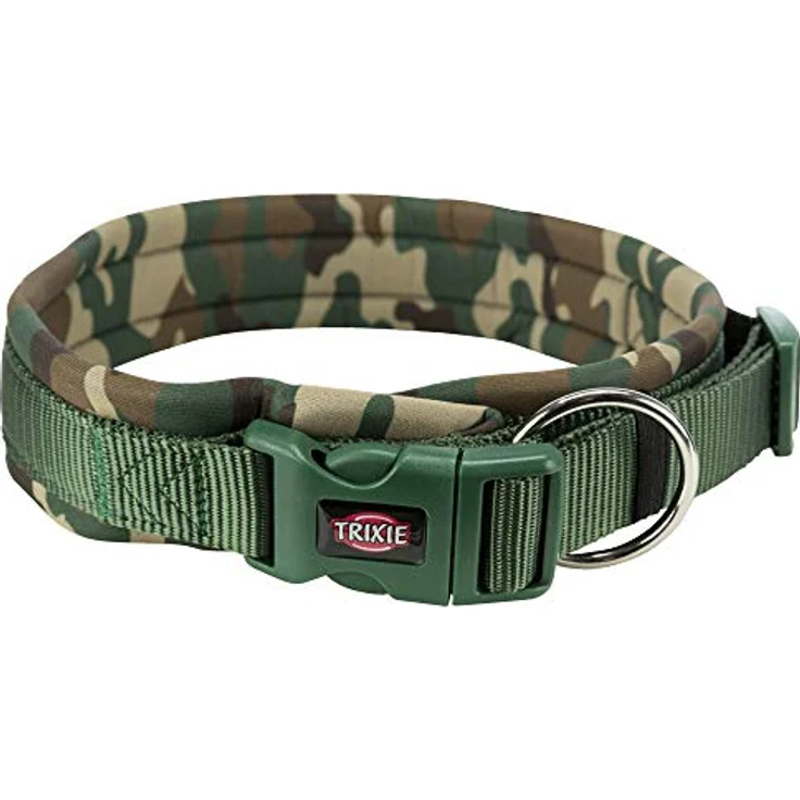TRIXIE Premium Halsband gepolstert Neopren L-XL: 56-62 cm/25 mm Camouflage-Wald – Bild 1