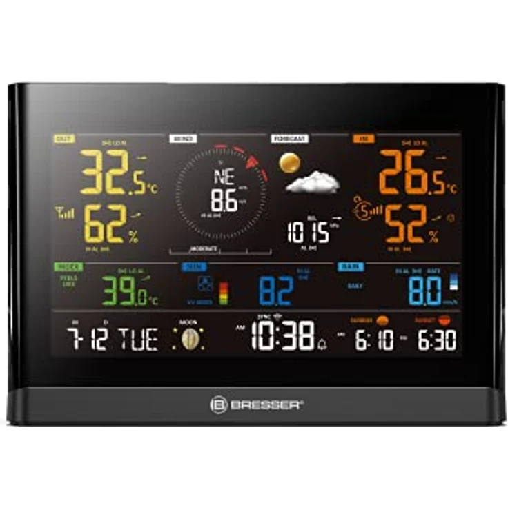 Bresser WLAN Comfort Wetterstation mit 7-in-1 Profi-Sensor und modernem Farbdisplay, Schwarz – Bild 3