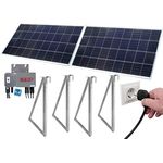 SHP SHP 600-Balkonkraftwerk, Testsieger mit Solarmodul-Halterung, Aluminium und Edelstahl, schwarz