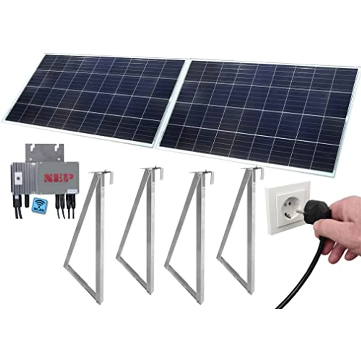 SHP SHP 600-Balkonkraftwerk, Testsieger mit Solarmodul-Halterung, Aluminium und Edelstahl, schwarz – Bild 1