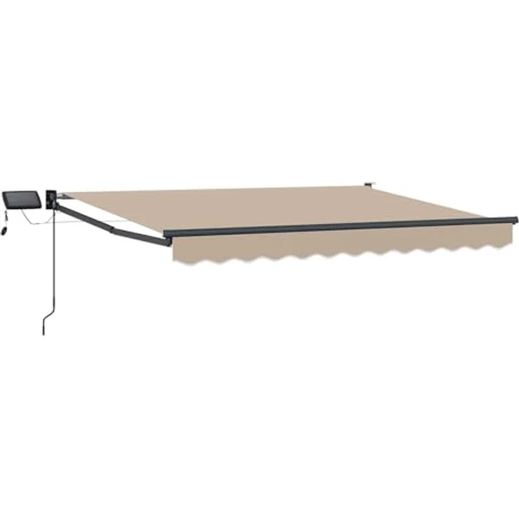 vidaXL Manuelle Gelenkarmmarkise mit solarbetriebenen LEDs, wasserabweisend, Beige 3,5 x 2 m – Bild 1