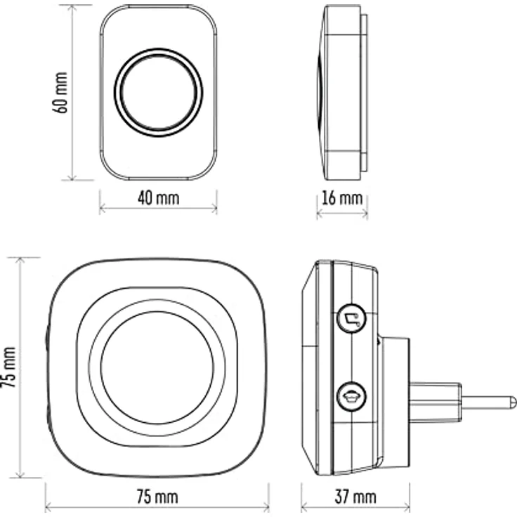 EMOS Funkklingel/Türklingel Set, 36 Melodien, 150m Reichweite, 4 Lautstärken bis 110 dB, weiß-silberne Klingel – Bild 5