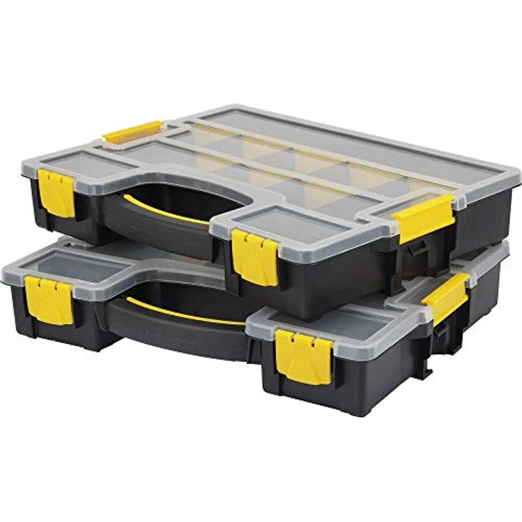 Basetech Sortimentskasten, 370 x 286 x 140 mm, 15 Fächer mit variabler Unterteilung, transparenter Deckel – Bild 1