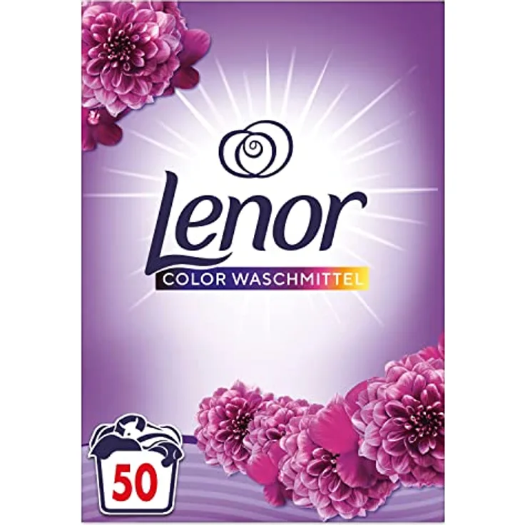 Lenor Color Waschmittel Pulver, Waschpulver, 50 Waschladungen, Amethyst Blütentraum, 3.25kg