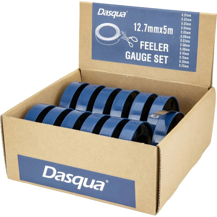 Dasqua 1803-0105 Fühlerlehrenband Set, 13-teilig mit Dicken von 0,01 mm bis 0,20 mm, hochwertig und langlebig