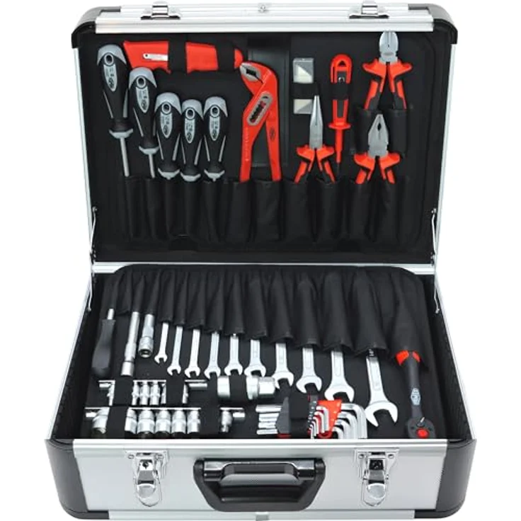 FAMEX 702-L Alu Werkzeugkoffer, robuster Koffer mit 26 Einstecktaschen, max. Tragkraft 30 kg, 460 x 355 x 180 mm – Bild 1