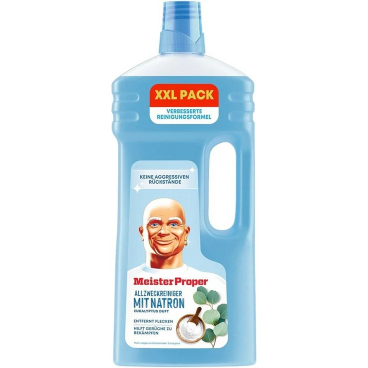 MEISTER PROPER Natron und Eukalyptus-Duft Allzweckreiniger, 2L Flüssigreiniger für glatte Oberflächen, streifenfrei, fettlösende Formel
