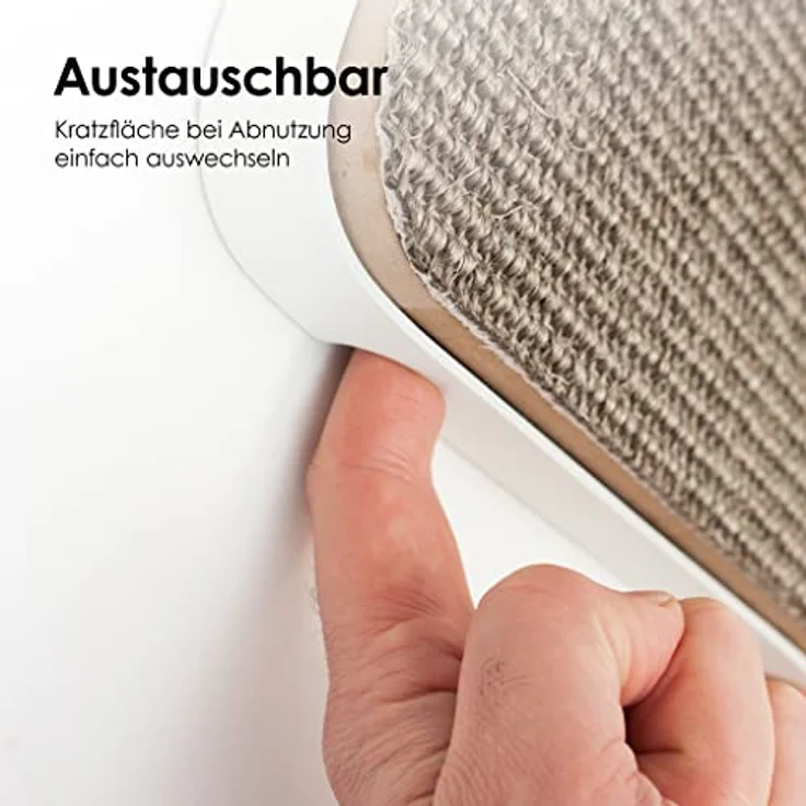 LucyBalu® Katzen Kratzbrett für die Wand, Austauschbare Sisal Kratzmatte mit Metallrahmen, Weiß, Kratzschutz und Wall-Mount Design – Bild 5