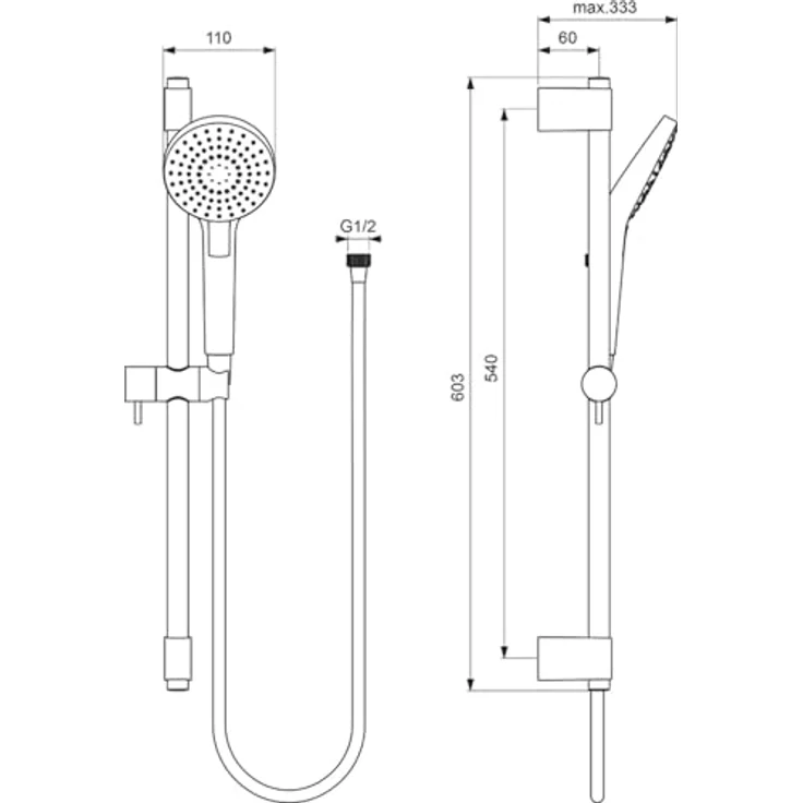 Ideal Standard IDEALRAIN EVO, Duschbrause mit 3 Strahlarten, 110mm Handbrause, chrom, 8 l/min – Bild 2