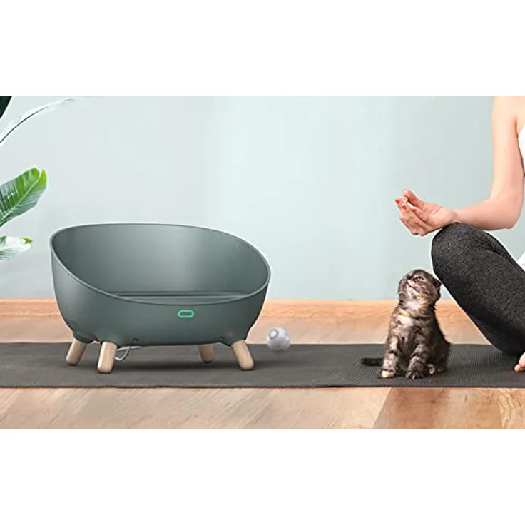 Generisch Thermoregulierendes Smart Bett für Katzen & kleine Hunde mit LED-Anzeige, Heiz- & Kühlfunktion, drahtlose Verbindung, APP-Steuerung, spezielle Matte wasserkratzfest, in Modern Grey – Bild 2