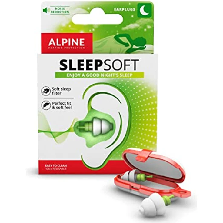 Alpine SleepSoft Gehörschutz Ohrstöpsel zum Schlafen - Schalldämpfer Schnarchen und verbessert den Schlaf - Weichfilter geeignet für Seitenschläfer – Hypoallergenes Material – Wiederverwendbar – Bild 1
